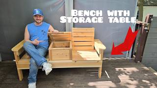 How to Build a Bench with a Middle Storage Table | Bench Building Tutorial
