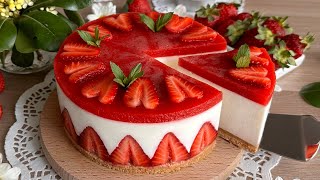 Erdbeer Käsekuchen OHNE BACKEN / Fraisier / No-Bake Cheeesecake mit Erdbeeren / Mousse Cheesecake