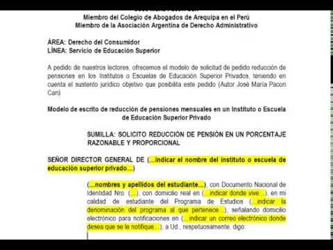 Modelo Solicitud Reduccion Pensiones Instituto De Educacion Superior Privado Youtube