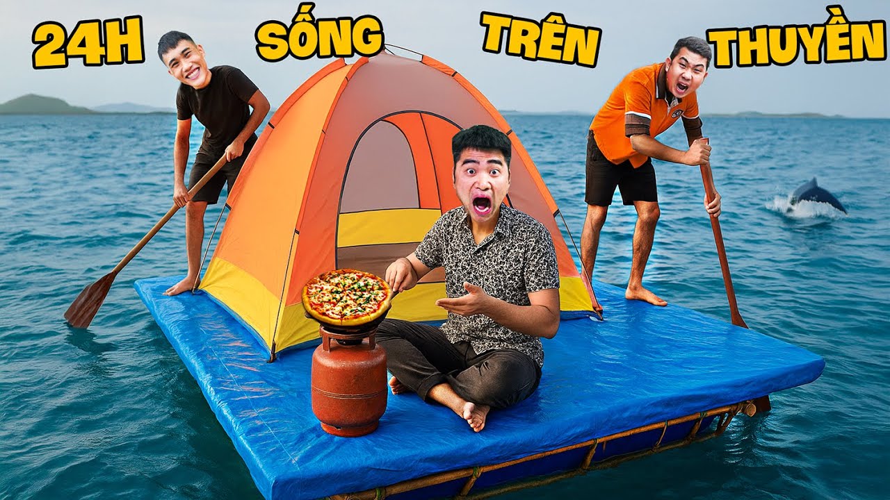 Gấu Đỏ TV - Thử Thách 24H Sống Ở Trên Thuyền Tự Chế Tạo