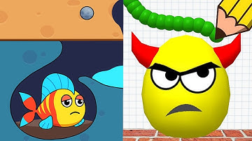 Draw to Smash Puzzle Game VS Save The Fish Teaser Logic Puzzle Gameplay Double!