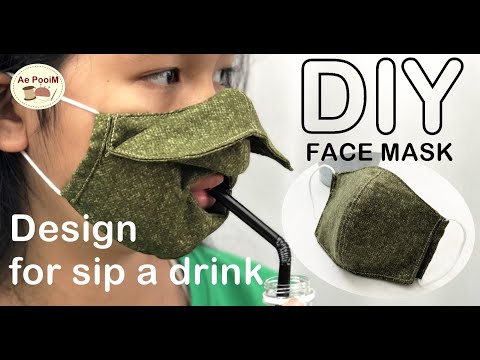 DIY DRINKING MASK, Straw-hole face masks // วิธีทำหน้ากากผ้าแบบมีช่องเปิด