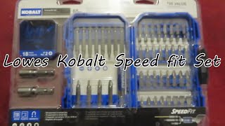 Lowes Kobalt Speed fit Set Shank Screwdriver Bit Set unboxing and review quick change / lock