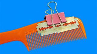An invention that astonished the whole world! Put a razor blade in a hair comb and see what happens.
