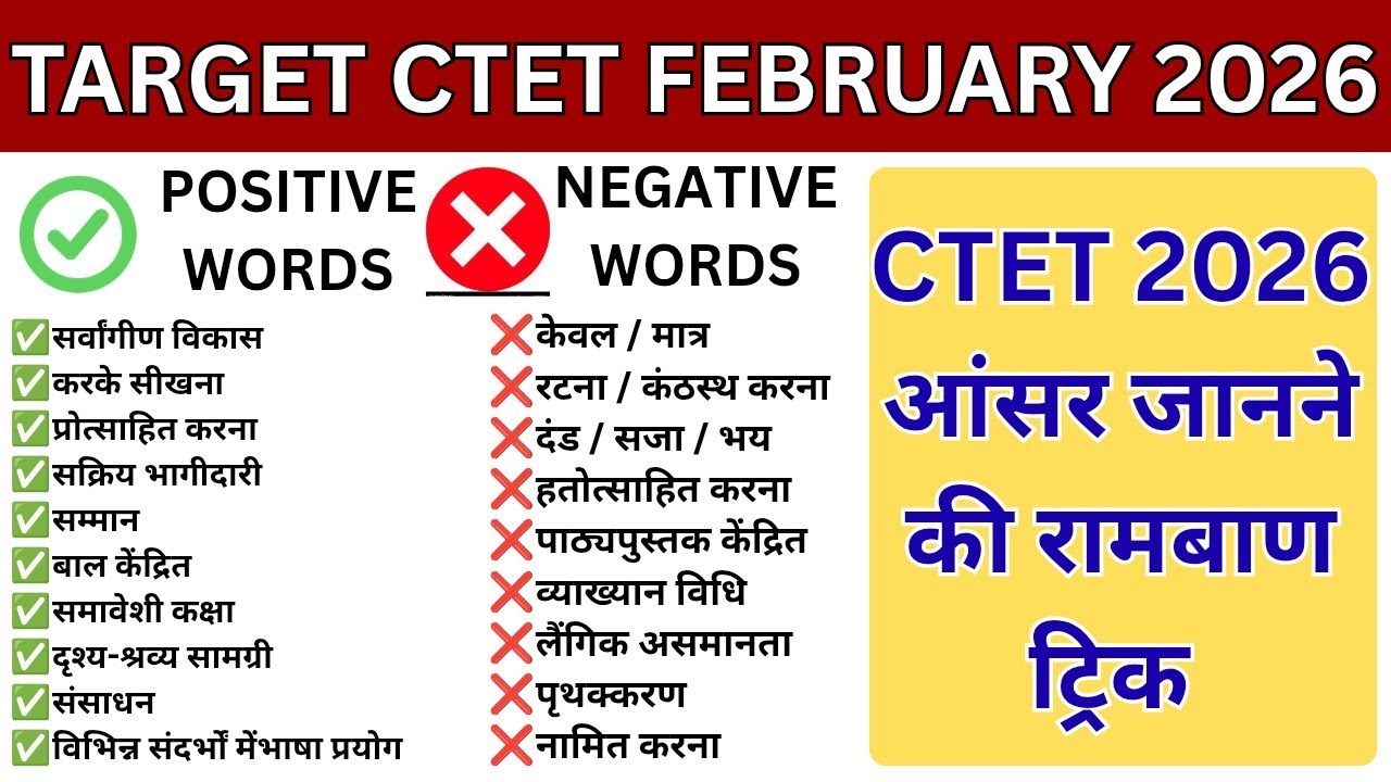 CTET Feb 2026 Tag Words | CTET Positive & Negative Tagwords | CTET ...