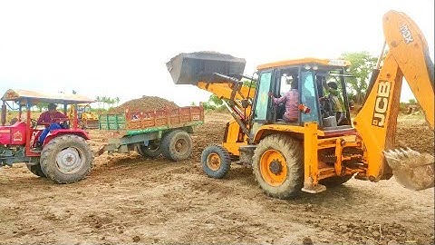 mahindra 575DI Tractor | Jcb 3dx Loading Soil in Tractor | JCB video| tractor video | Dotglob
