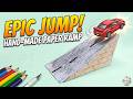 Epic Paper Ramp Jump 🚗🔥 DIY 3D Drawing Trick! #Shorts #pencilsketch #easydrawing #learntodraw #art