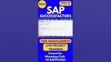 SAP SuccessFactors Time Management Training Online Tutorial Class 50 2025 #sapsuccessfactorstraining