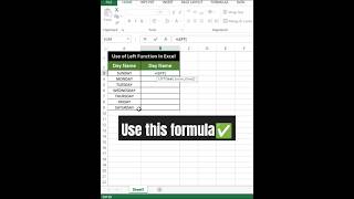 Use of Left Function in Excel