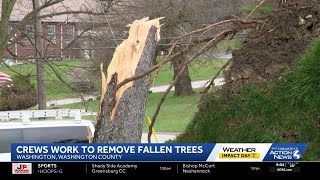 Crews work to remove fallen trees in Washington County