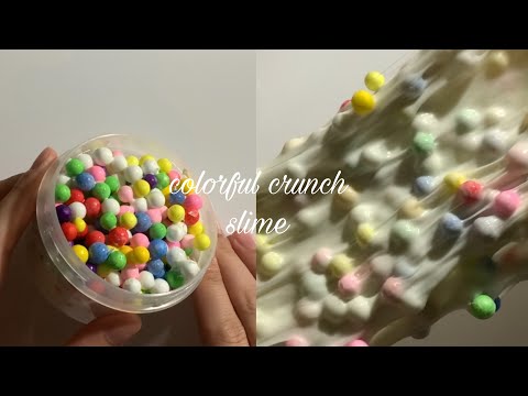 《ASMR》カラフルな発泡ビーズでクランチスライム 《スライムレビュー slime 슬라임 》