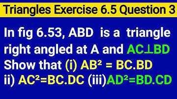 In Fig 6.53 ABD Is A Triangle Right Angled At A And AC Perpendicular To BD Show That (I) AB²=BC.BD