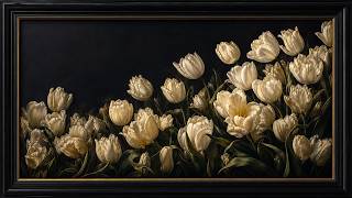 Witching Hour Tulip Glow Floral Frame | 1 Hour 4K OLED TV Art | No Sound