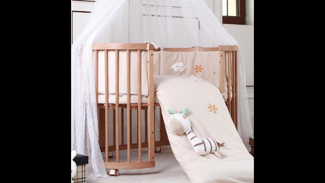 Patuț copii 9 în 1, evolutiv, din lemn, cu saltea din bambus, ce poate fi folosit pană la 12 ani