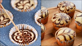 MARBLE CUPCAKES RECIPE | SUPER SOFT & FLUFFY MARBLE CUPCAKE RECIPE | CHOCOLATE SWIRL CUP CAKE RECIPE screenshot 3