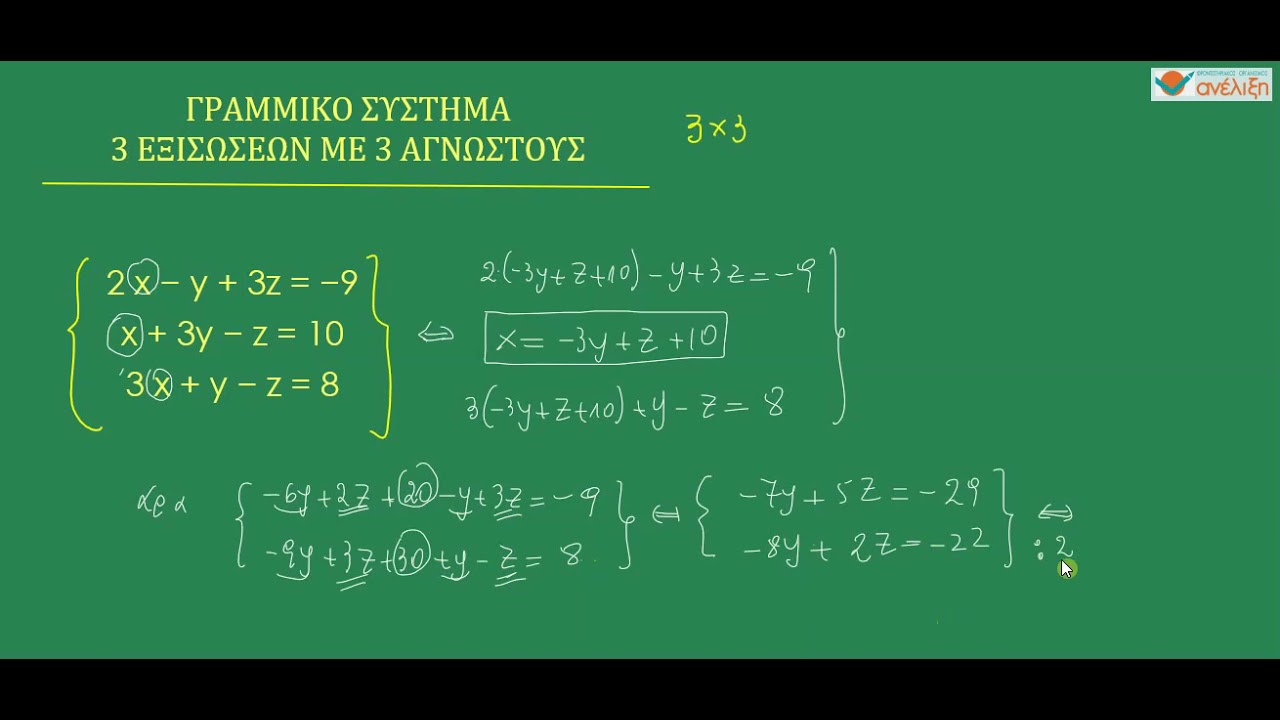 ΑΛΓΕΒΡΑ Β' ΛΥΚΕΙΟΥ: 1 1 5 ΠΑΡΑΔΕΙΓΜΑ 2 ΣΥΣΤΗΜΑ 3Χ3