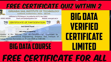 National level Quiz Competition on Big Data | Online quiz on Hadoop | Free certificate | verified