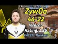 Zywoo plays inferno 46kills wfriends on faceit  apr 27 2024 cs2 pov