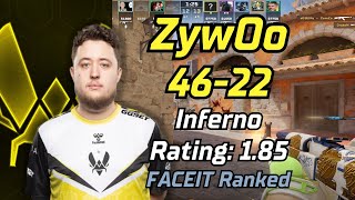 ZywOo plays Inferno 46Kills w/friends on FACEIT | Apr 27, 2024 #cs2 #pov