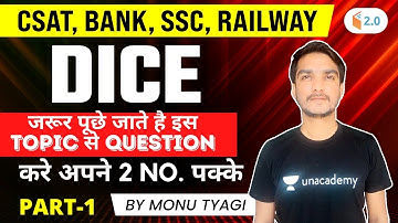 CSAT, BANK, SSC, RAILWAY | Reasoning by Monu Tyagi | Dice | Part-1