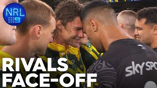Aussies and Kiwis get close and personal after powerful Haka! | NRL on Nine