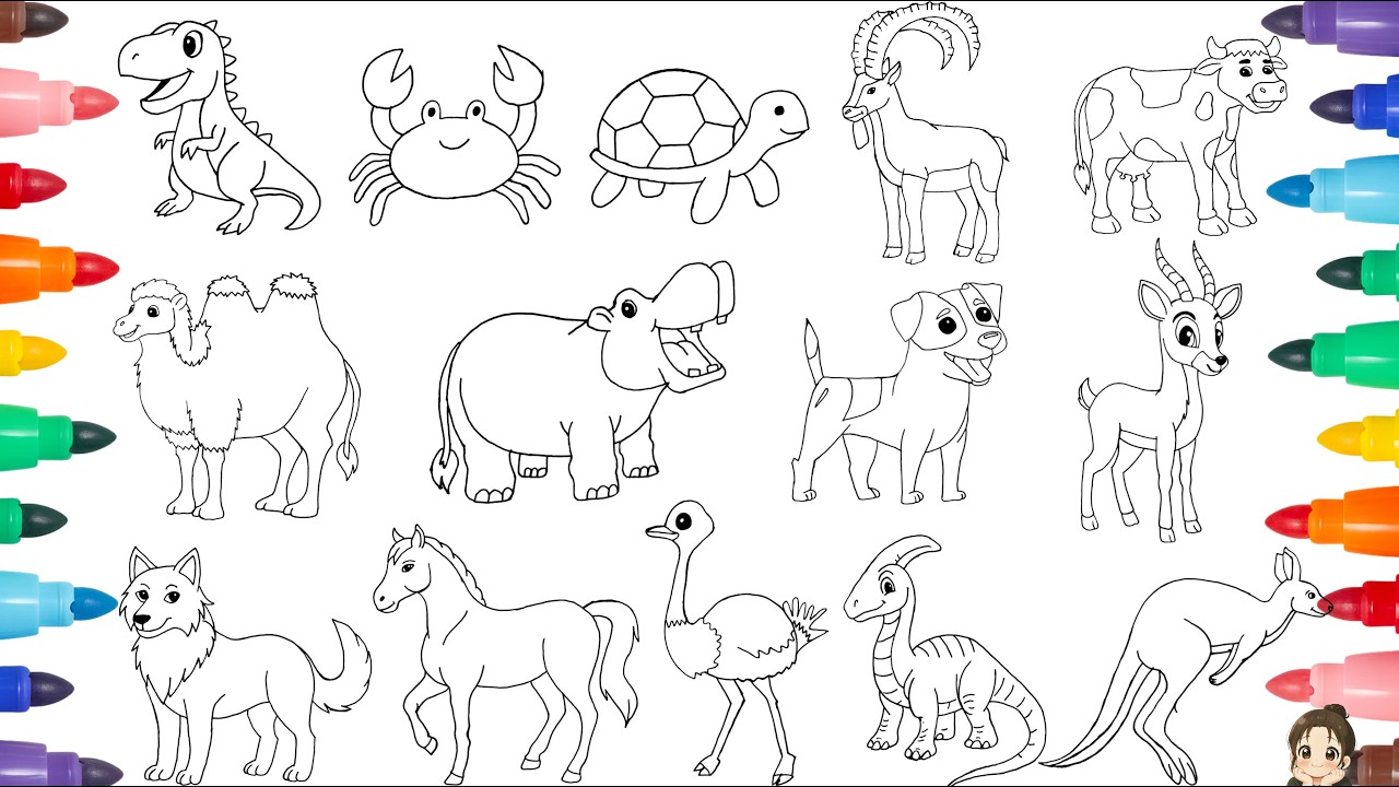 Easy Animal Drawing and Coloring for Kids 🐫🦘🐄🐕 Wild Animals Drawing In Minutes | Easy Drawing Ideas