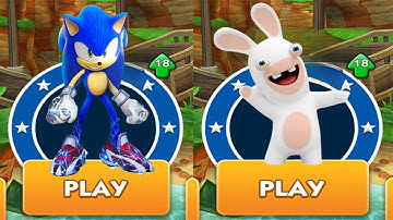 Sonic Dash vs Rabbids Crazy Rush - Boscage Maze Sonic Prime vs Defeat All Bosses Dr.Eggman & Zazz