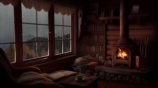 Thunderstorm with Rain and Fireplace Sounds for sleep study and relaxation Cozy Attic