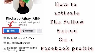 How to activate the Follow Button on Facebook Profile