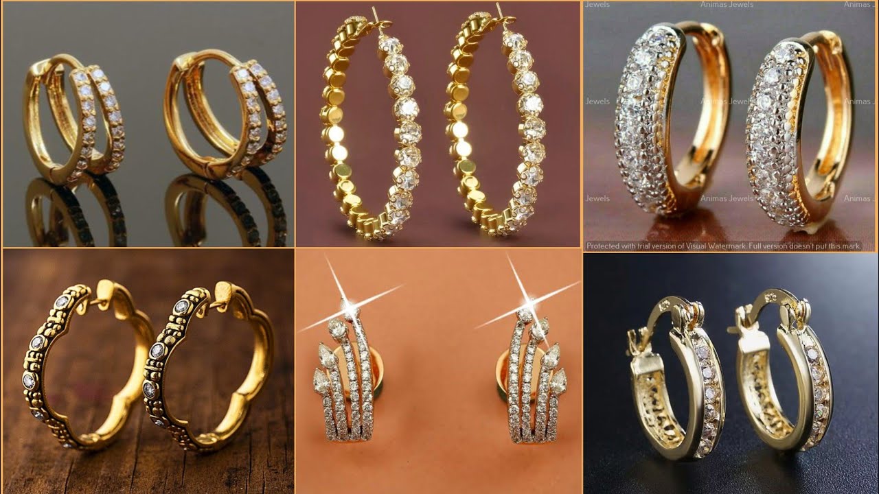 Luxurious Lightweight Gold Diamond 18k Earrings Stud Earring Under 10 grams  