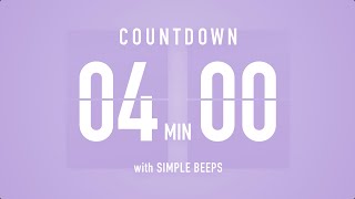 4 Minute Countdown Timer ⏳ Flip Clock with Bell Alerts 💜🔔