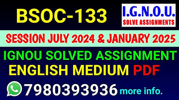 BSOC-133 Solved Assignment 2024-25 English, BSOC-133 Solved Assignment 24-25, BSOC 133 Assignment
