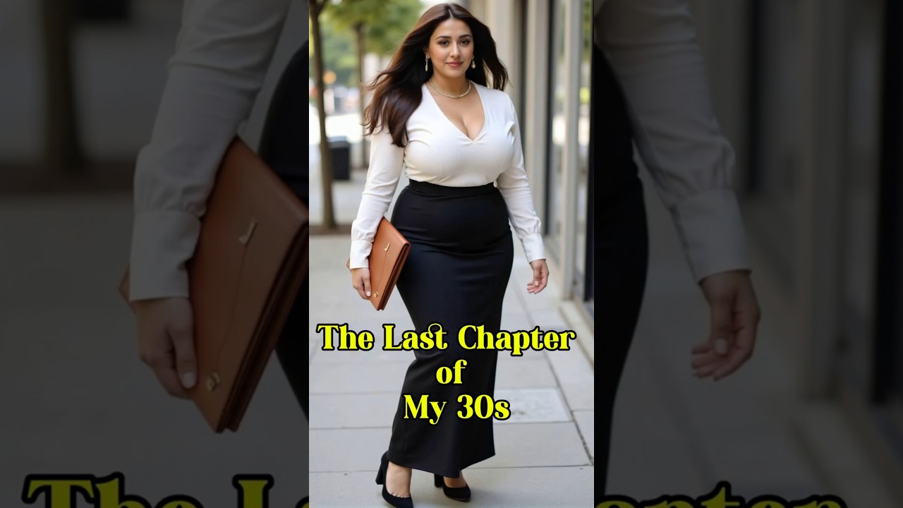 The Last Chapter of My 30s.Elegant Plus Size AI Woman Radiates Grace in a Black Skirt