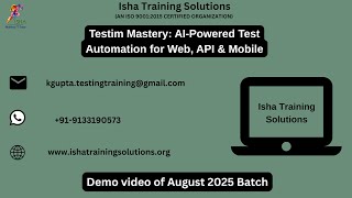 Testim Mastery Demo on 12th August 2025. Pls call/WhatsApp us +91-9133190573 to enroll