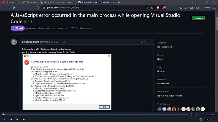 Mã lỗi a javascript error occurred in the main process