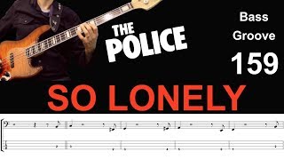 SO LONELY (The Police) How to Play Bass Groove Cover - Score & Tab