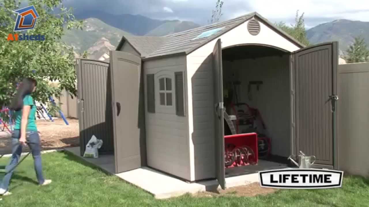 lifetime 15x8 plastic shed c/w dual entry 60079 - youtube
