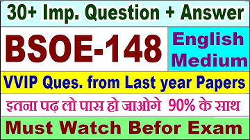 BSOE 148 important questions with answer in English | bsoe 148 Previous Year Question Paper