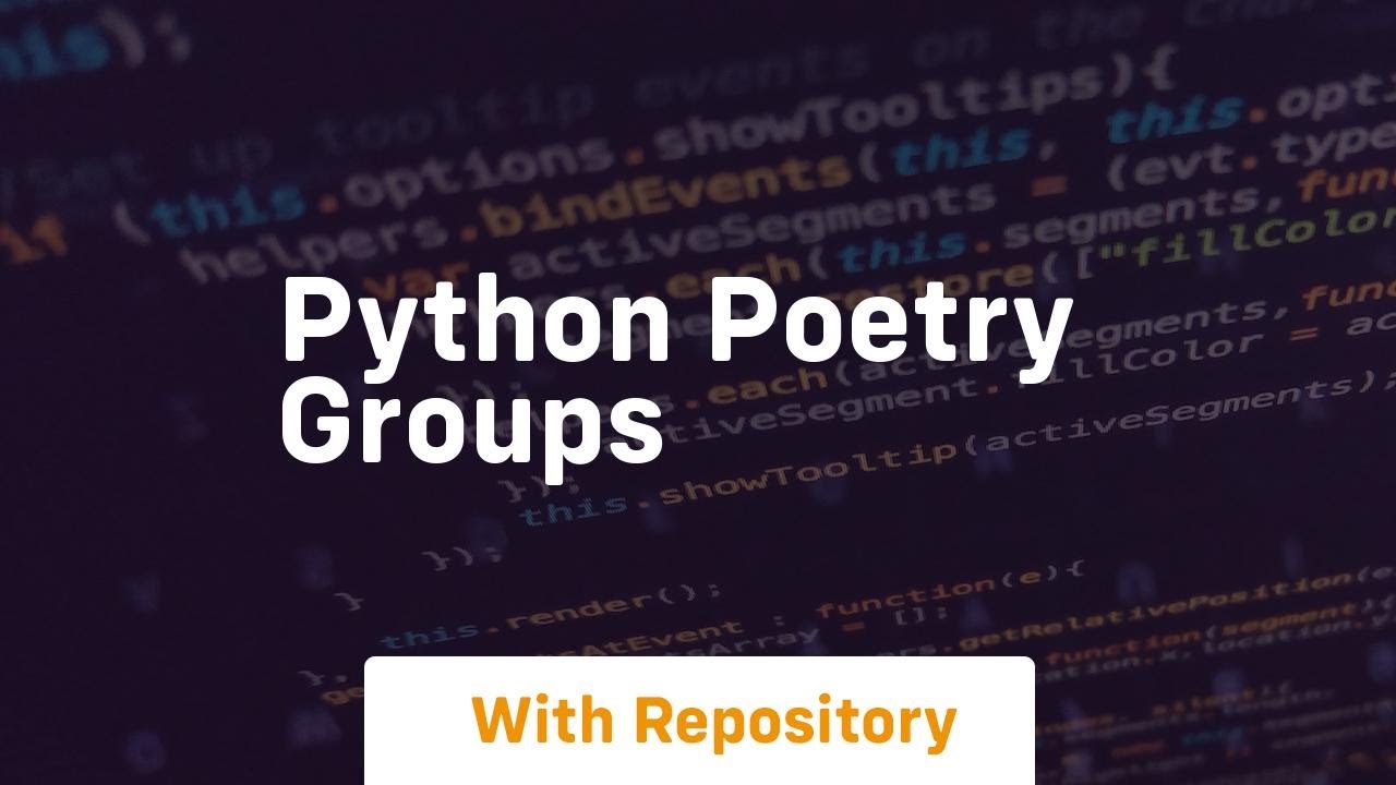 python poetry groups - YouTube