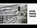 How to paint a barn | FREE traceable | acrylic painting tutorials | how to add color | EASY