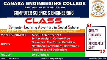 VTU SS & CD (18CS61) Syntax Analysis: Context-Free Grammars (M3 L3)