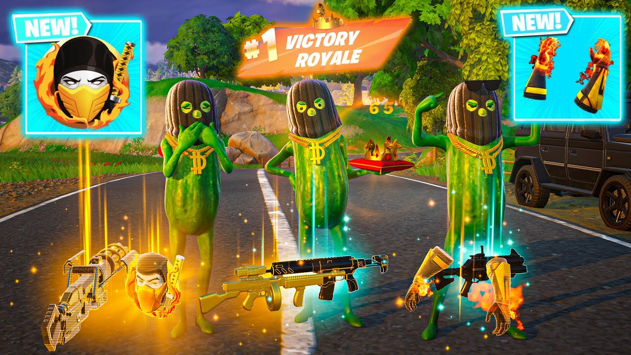 BIG DILL TRIO vs SCORPION'S KOMBAT KIT MYTHIC & NEW 3 MEDALLIONS ( NEW! FORTNITE Chapter 6 )