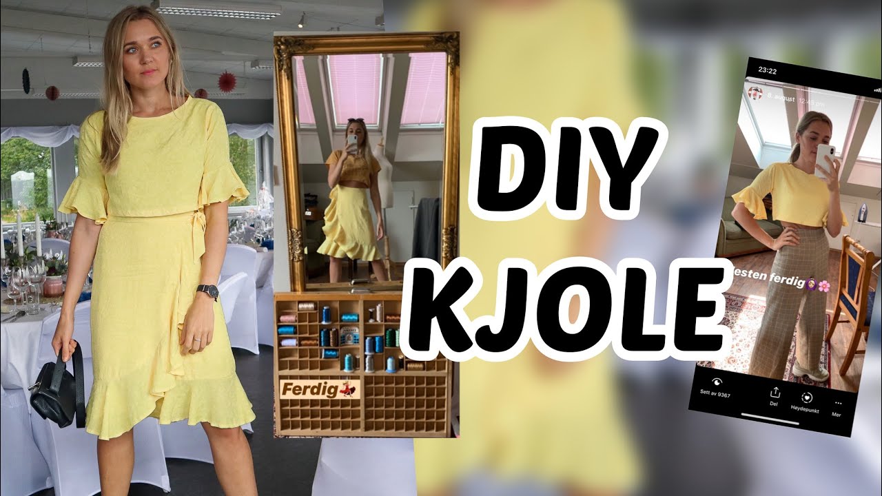 DIY Gul kjole/ Sy uten / lær å sy volanger - YouTube