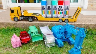 중장비 장난감 색칠놀이 덤프트럭 색깔놀이 모래놀이 지게차 전동차 Learn Colors with Excavator