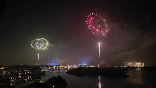 MAGIC KINGDOM NYE 2024 FANTASY IN THE SKY FIREWORKS FROM OUR BALCONY AT THE POLYNESIAN ISLAND TOWER