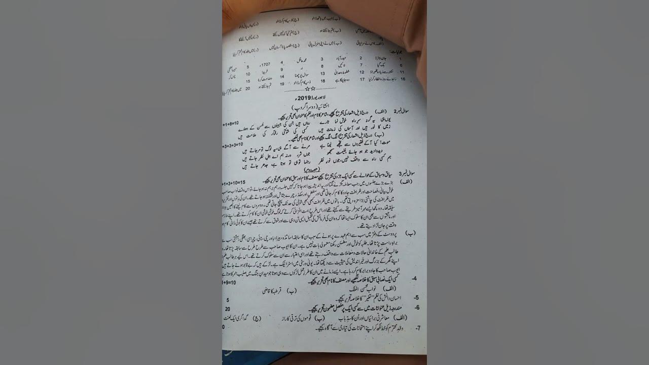12th urdu paper pattern 2nd year urdu paper pattern 12class 