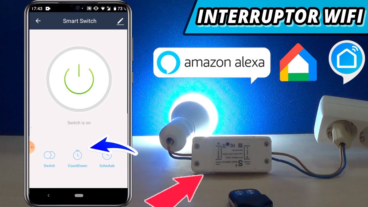 Interruptor WiFi con control remoto desde APP Smart Life, mando a