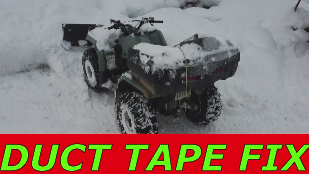 Plowing deep snow Yamaha Kodiak ATV. YouTube