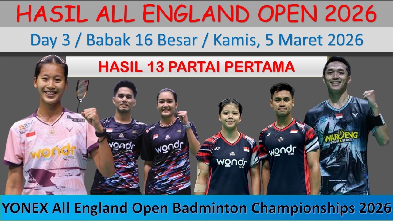 Hasil All England Open 2026 Hari Ini │ Day 3/Babak 16 Besar │ 2 Wakil Indonesia Lolos Perempat Final