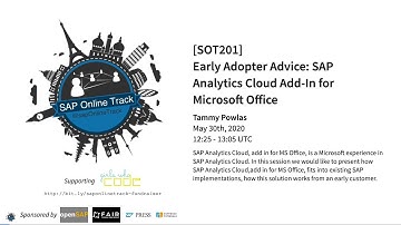 [SOT201] Early Adopter Advice: SAP Analytics Cloud Add-In for Microsoft Office